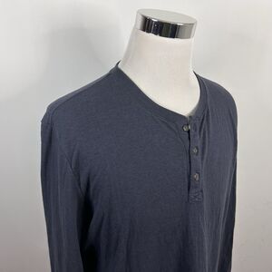 Marine Layer Large Pacific Stretch Henley Shirt Blue Cotton Blend Style 15475